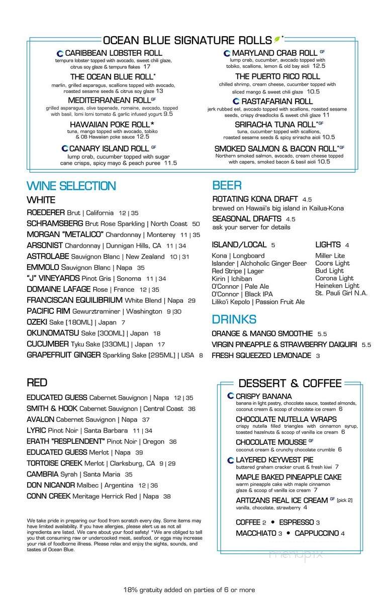Ocean Blui Grill - Waldorf, MD menu_pic
