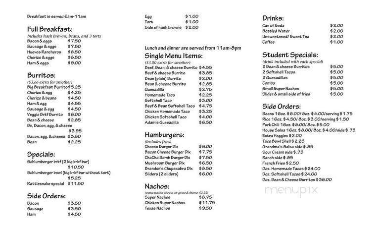 Martinez Mexican Food - Worland, WY menu_pic