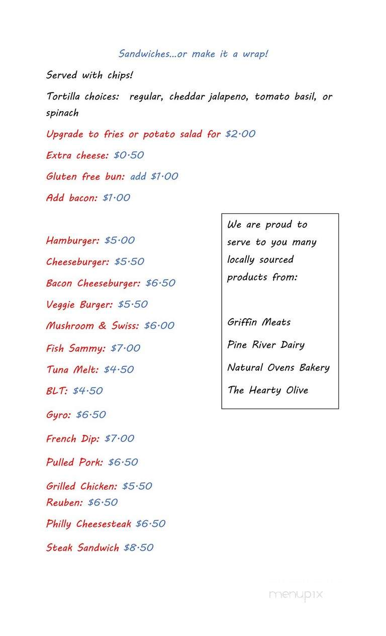 Dizzy's Pub - Valders, WI menu_pic
