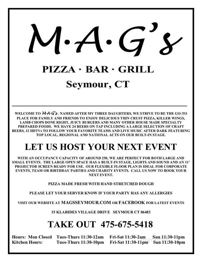 MAG's Pizza Bar & Grill - Seymour, CT menu_pic