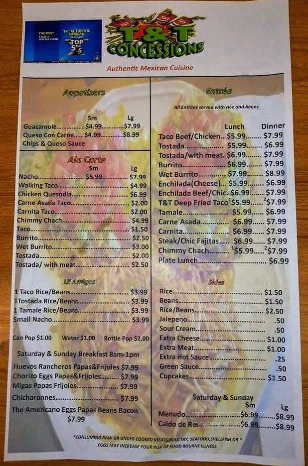 T&T Authentic Mexican - Saginaw, MI menu_pic