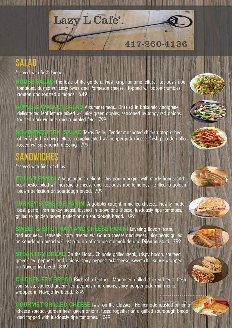 Lazy L Cafe - Houston, MO menu_pic