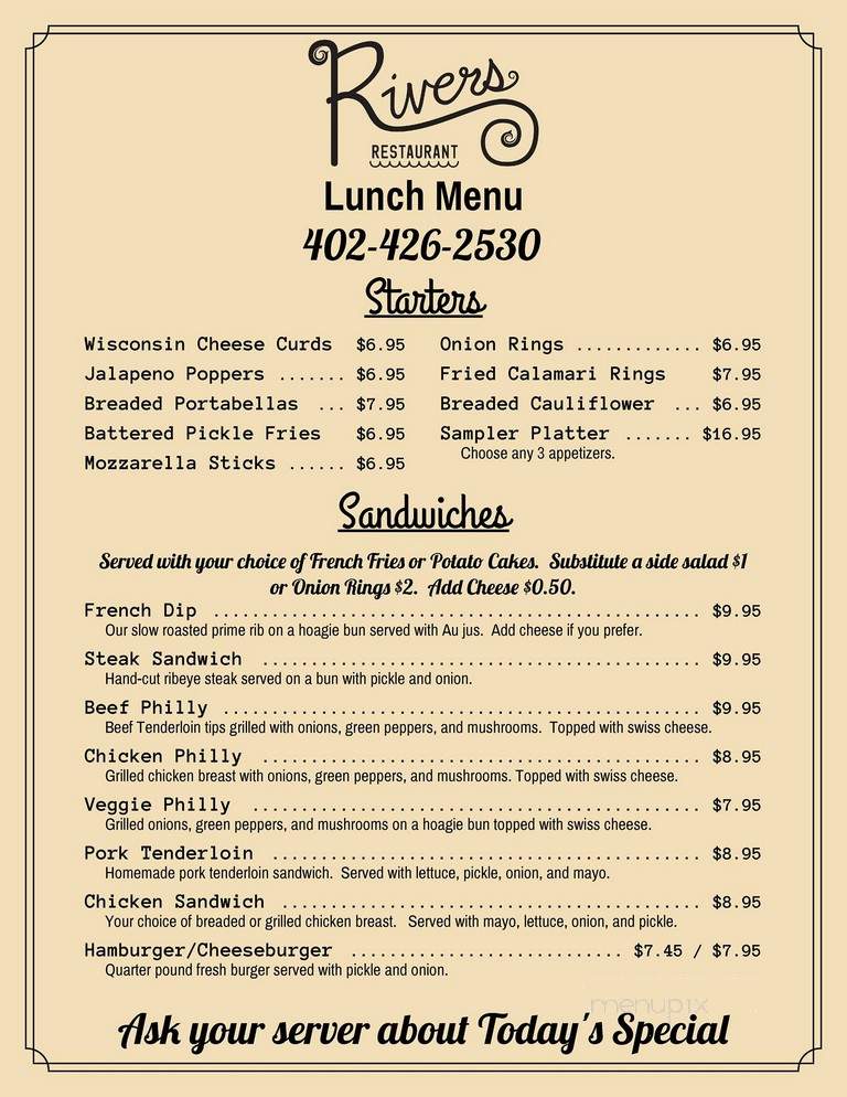 Rivers Restaurant - Blair, NE menu_pic