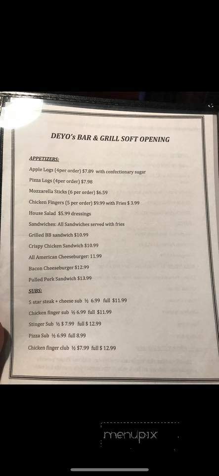 Deyo's Bar & Grill - Tonawanda, NY menu_pic