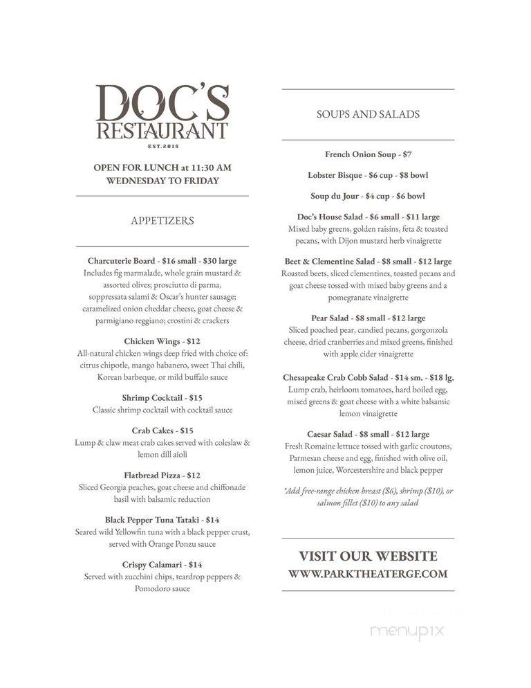 Doc's Restaurant - Glens Falls, NY menu_pic