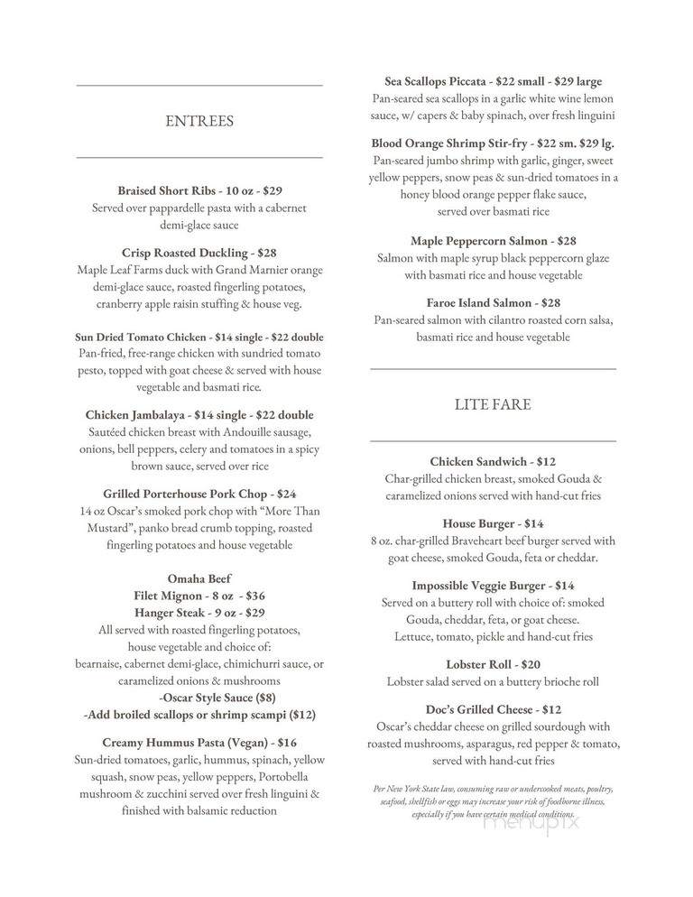 Doc's Restaurant - Glens Falls, NY menu_pic