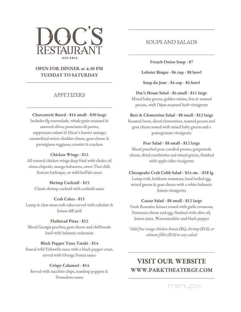 Doc's Restaurant - Glens Falls, NY menu_pic