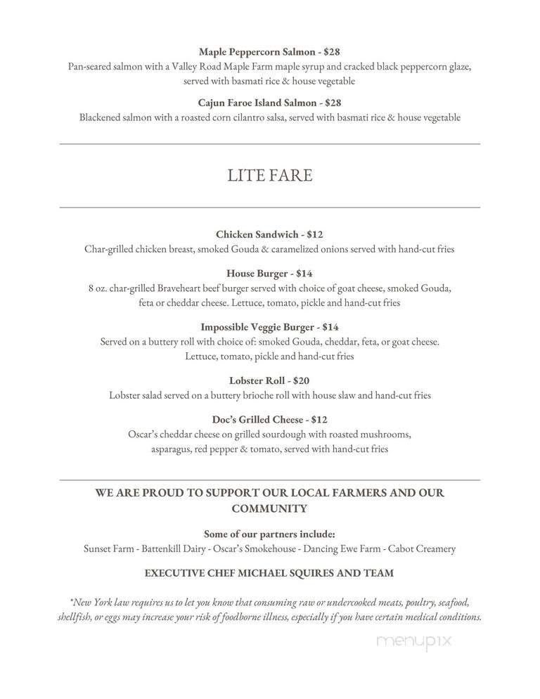 Doc's Restaurant - Glens Falls, NY menu_pic