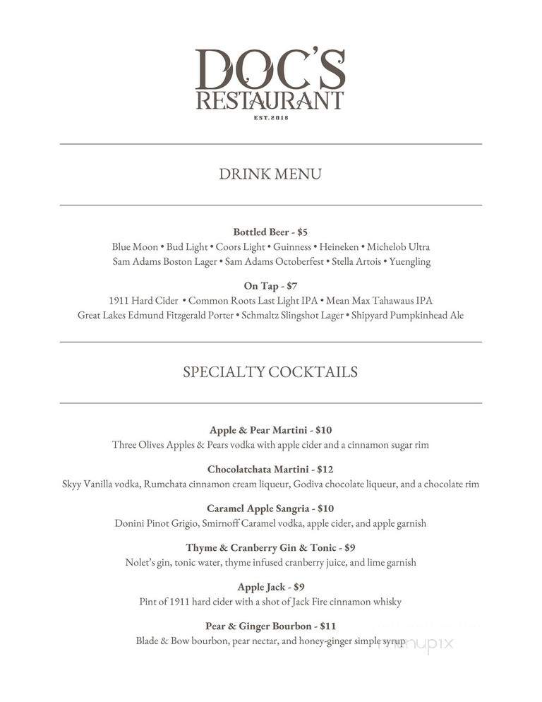 Doc's Restaurant - Glens Falls, NY menu_pic