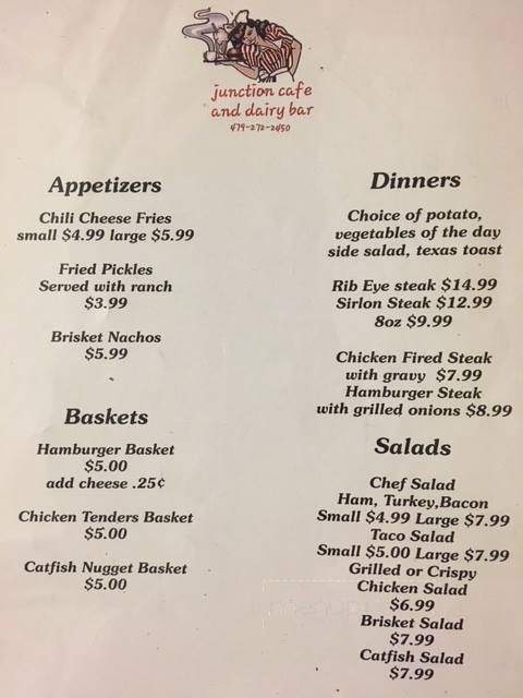 Junction Cafe & Dairy Bar - Plainview, AR menu_pic