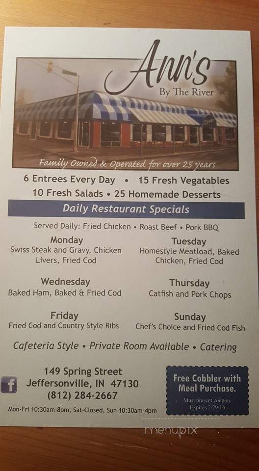 Ann's By The River - Jeffersonville, IN menu_pic