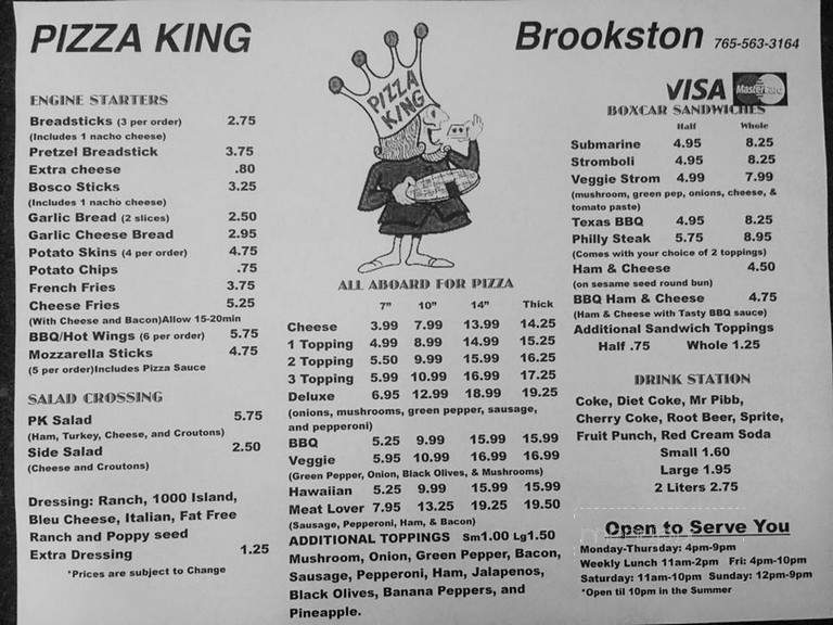 Brookston Pizza King - Brookston, IN menu_pic