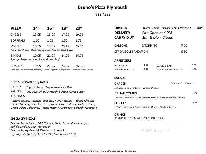 Bruno's Pizza - Plymouth, IN