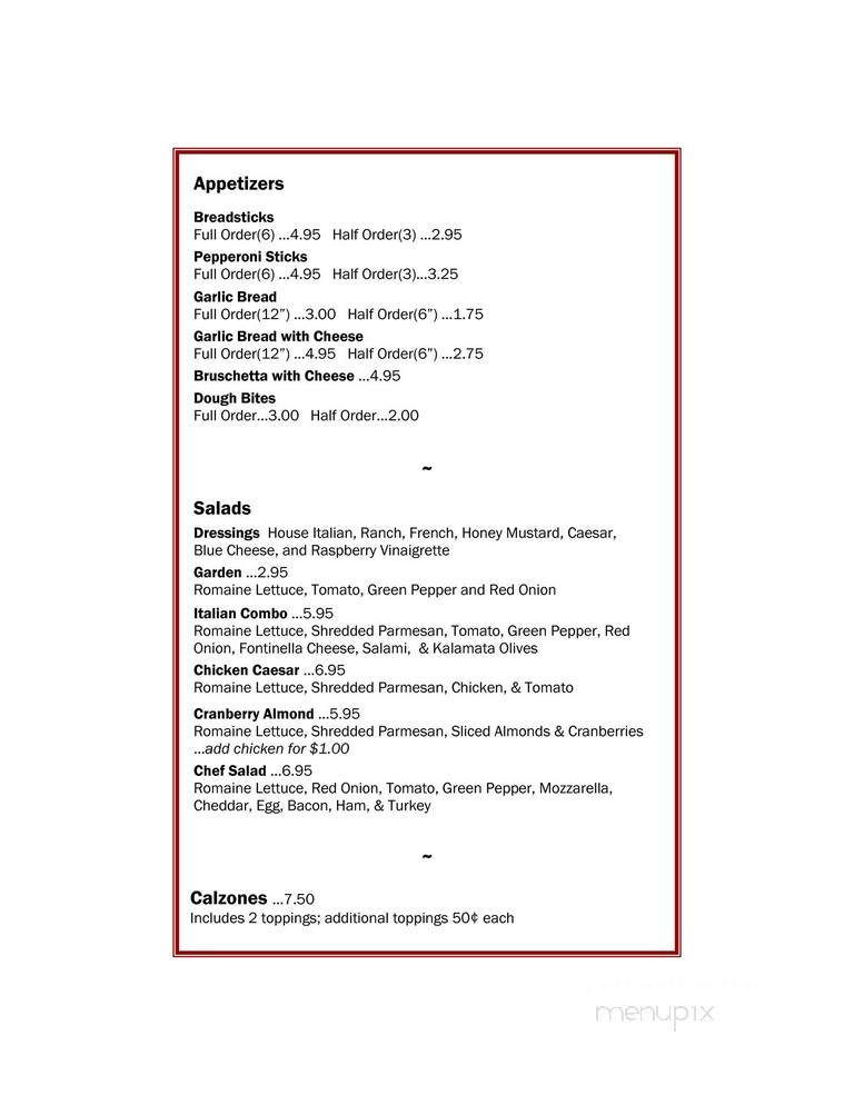 Bruno's Pizza - South Bend, IN menu_pic