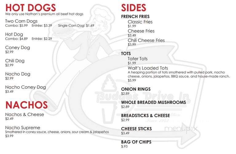 Budges Drive In - Lafayette, IN menu_pic