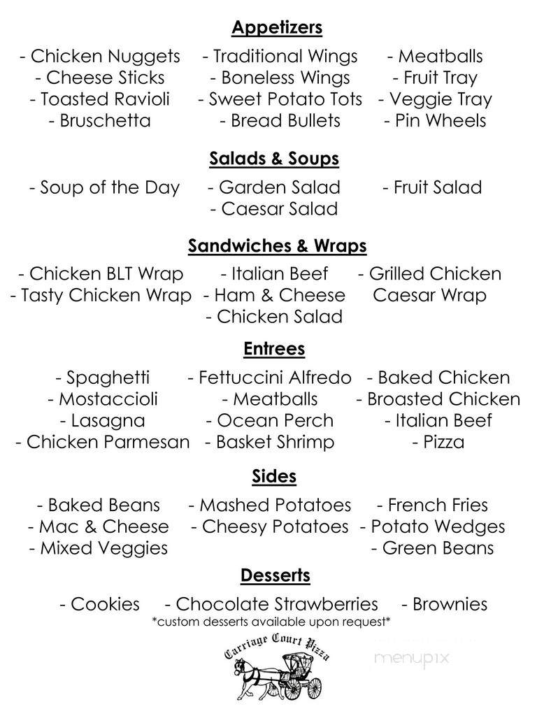Carriage Court Pizza - Crown Point, IN menu_pic