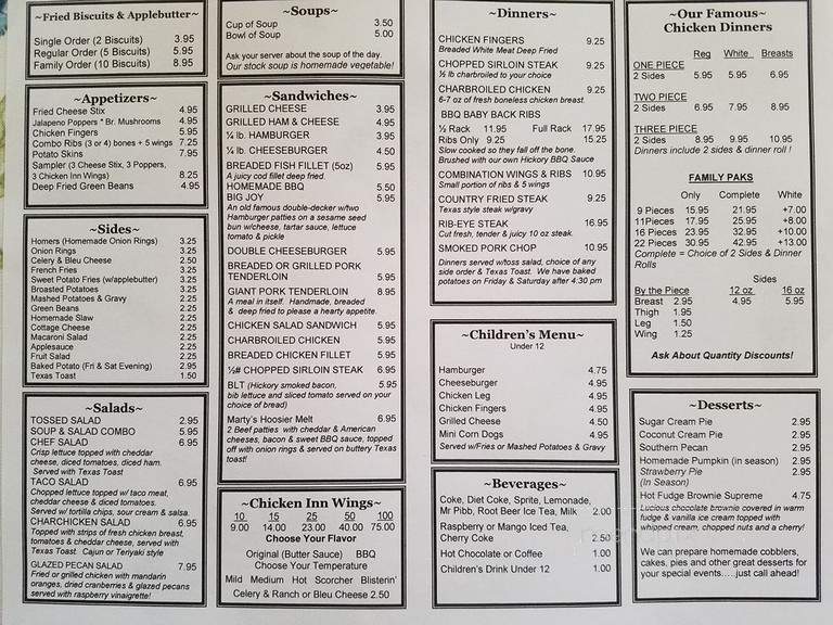 Chicken Inn - Shelbyville, IN menu_pic