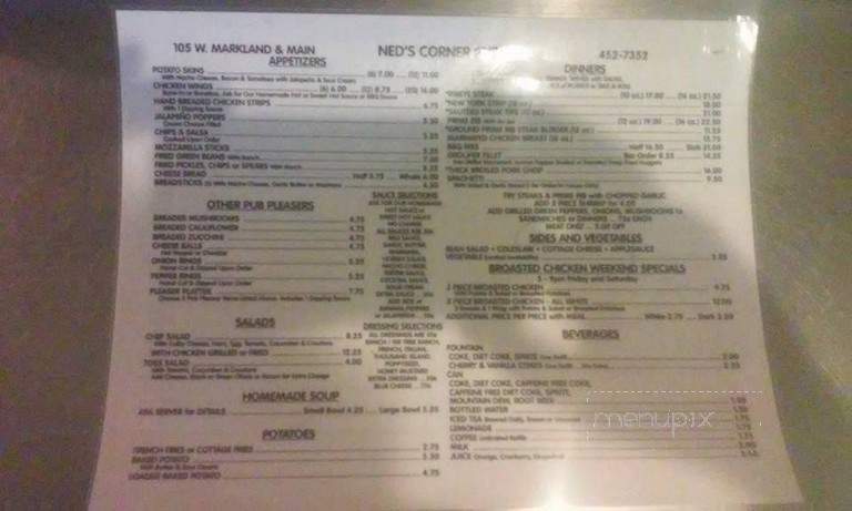 Corner Pub - Kokomo, IN menu_pic