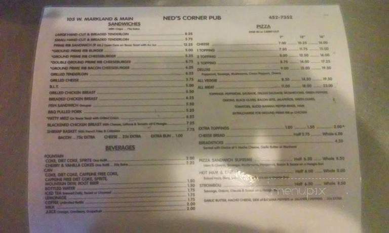 Corner Pub - Kokomo, IN menu_pic