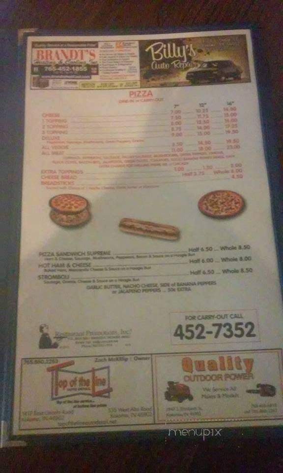 Corner Pub - Kokomo, IN menu_pic