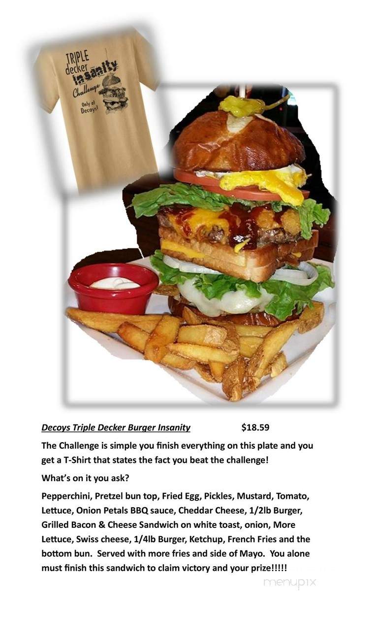 Decoys Bar & Grill - Michigan City, IN menu_pic