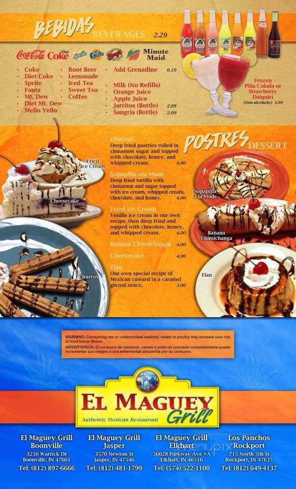El Meguey Mexican Restaurant - Boonville, IN menu_pic