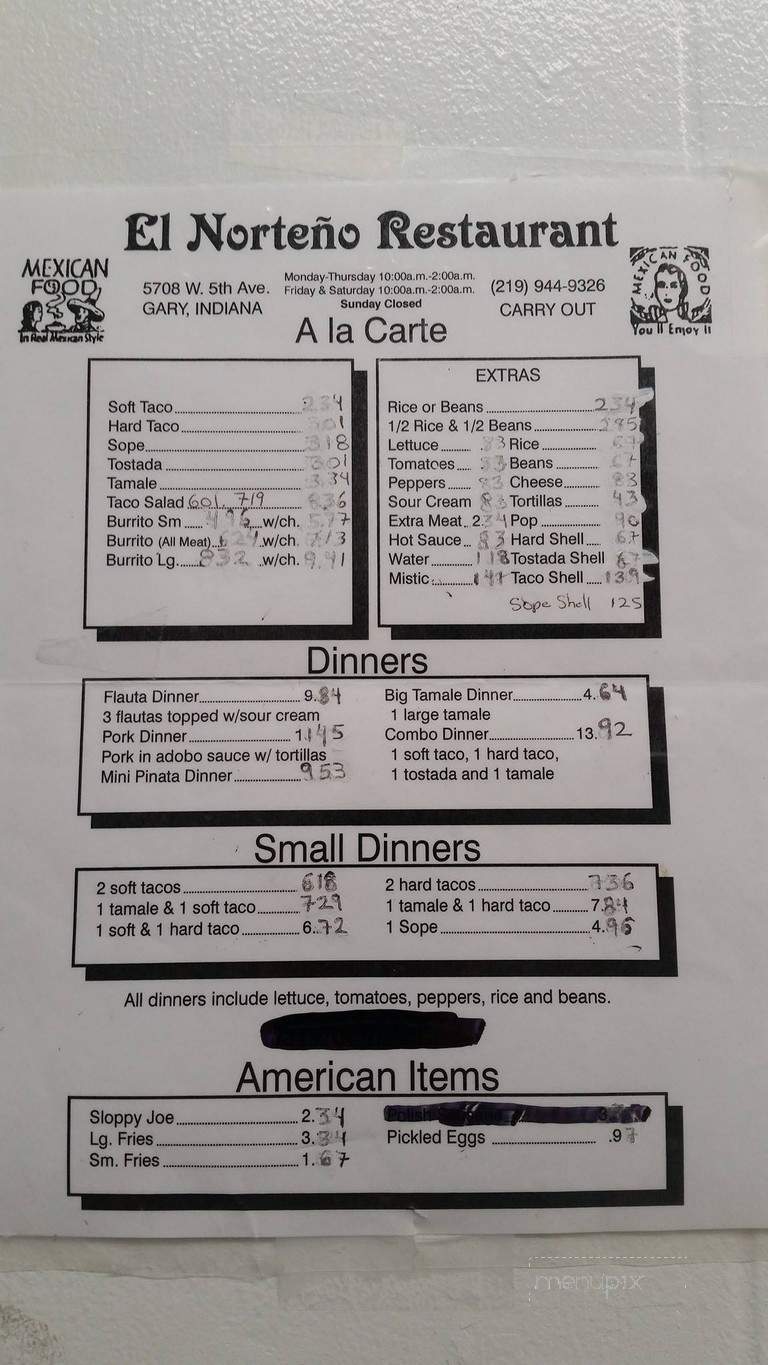 El Norteno - Gary, IN menu_pic