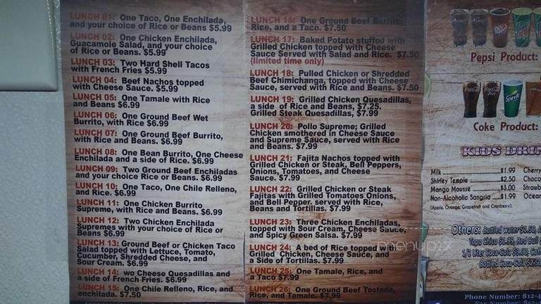 El Rio Mexican Cuisine - Evansville, IN menu_pic
