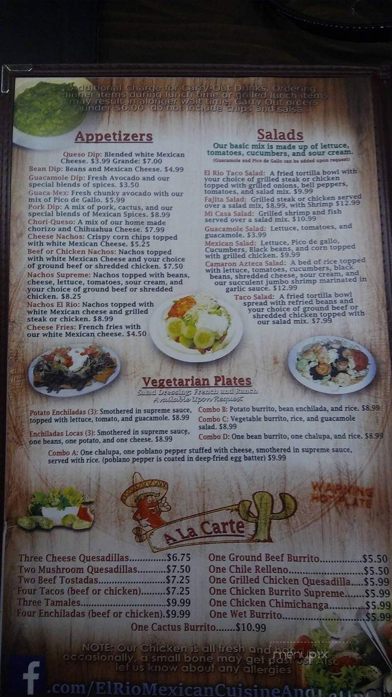 El Rio Mexican Cuisine - Evansville, IN menu_pic