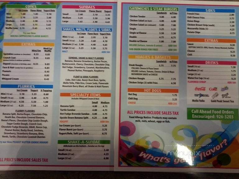 Flavors Ice Cream & Deli - Aurora, IN menu_pic