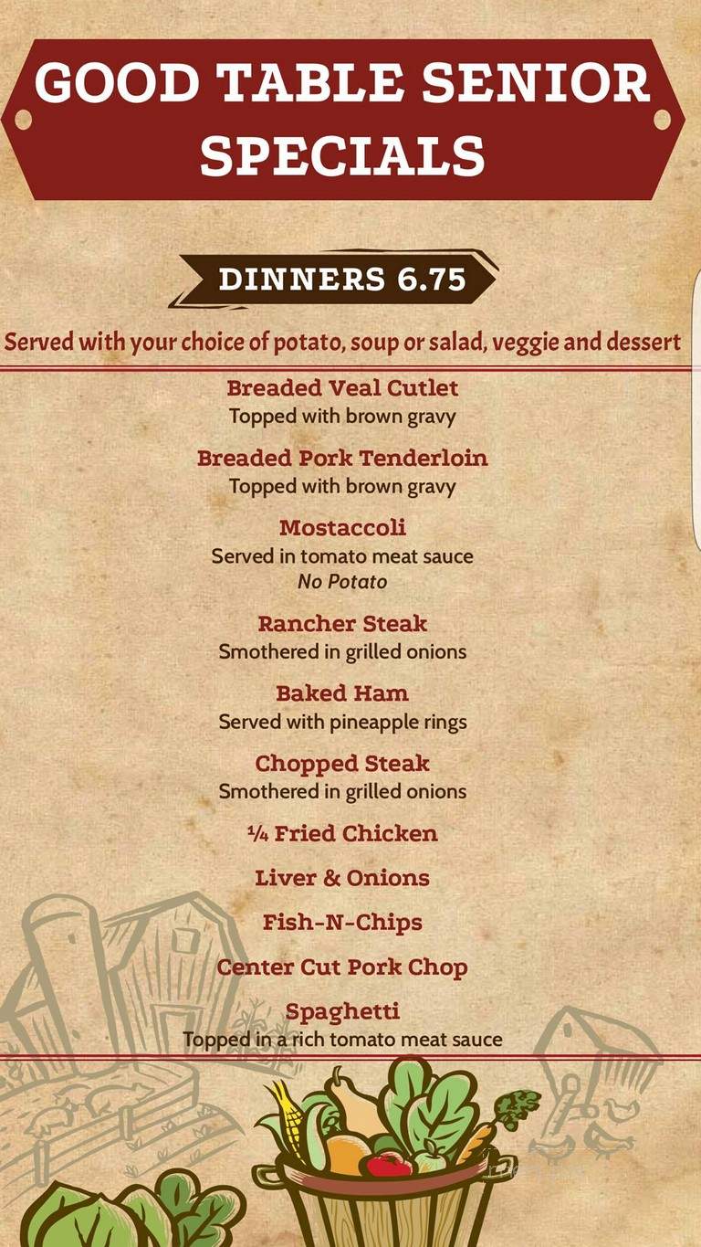 Good Table Family Restaurant - Kentland, IN menu_pic