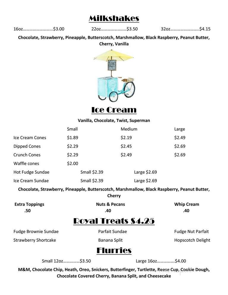 Hilltop Drive-In - Cambridge City, IN menu_pic