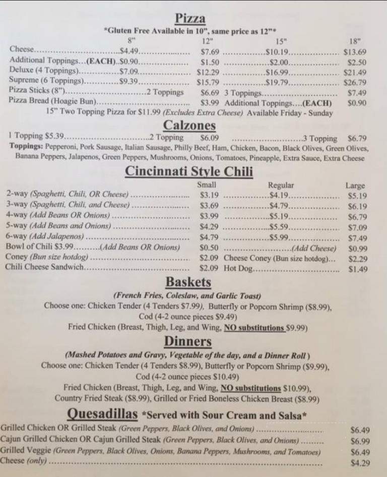 Janet's Diner - Dillsboro, IN menu_pic