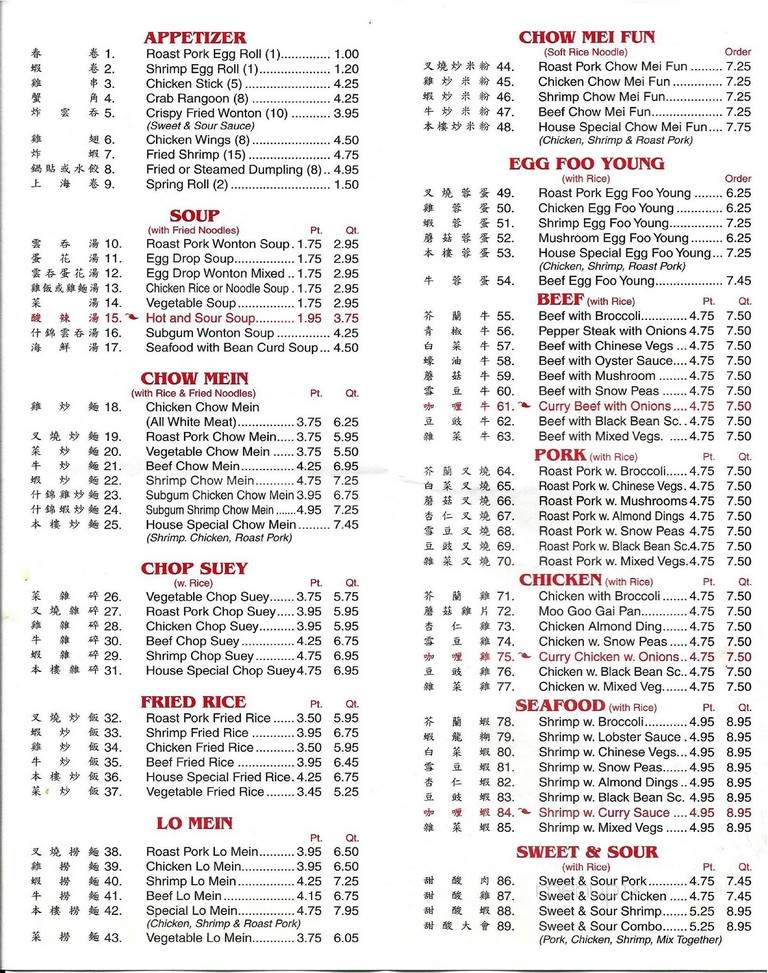 Menu Of Lins Garden In Princeton In 47670