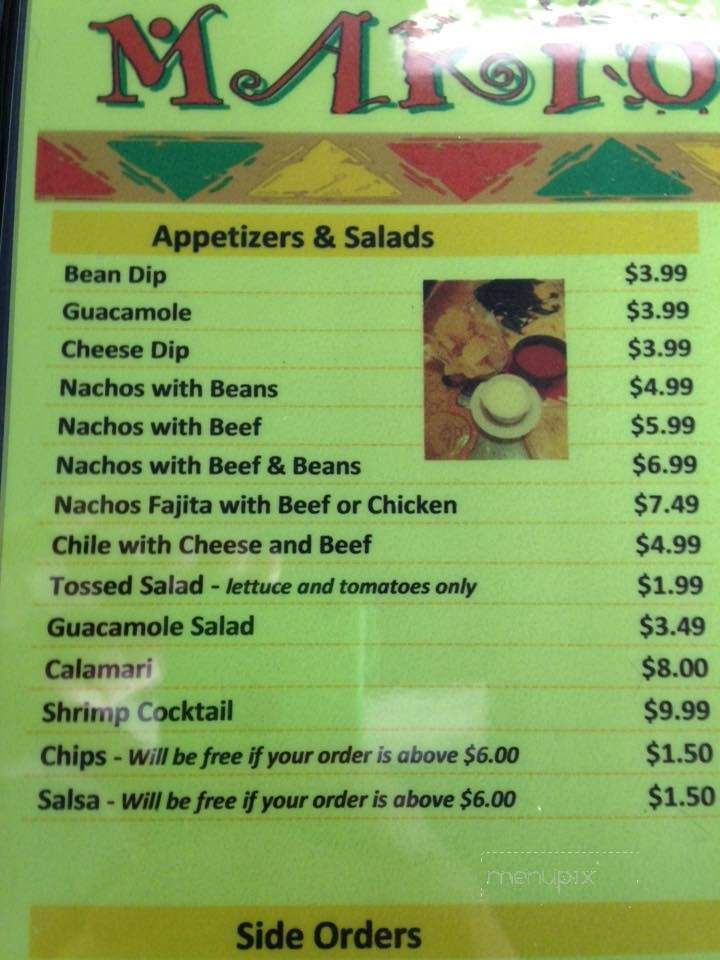 Mario Brothers Mexican Restaurant - Rockville, IN menu_pic