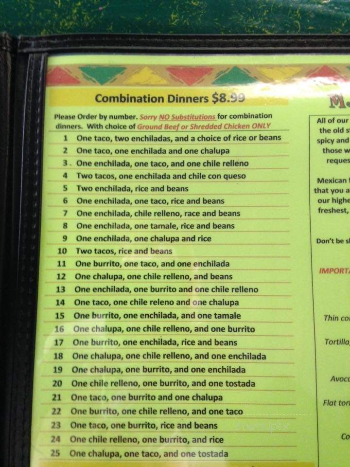 Mario Brothers Mexican Restaurant - Rockville, IN menu_pic