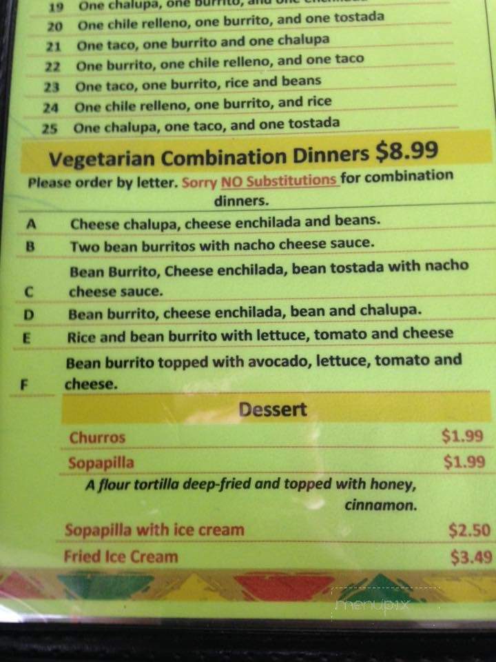 Mario Brothers Mexican Restaurant - Rockville, IN menu_pic