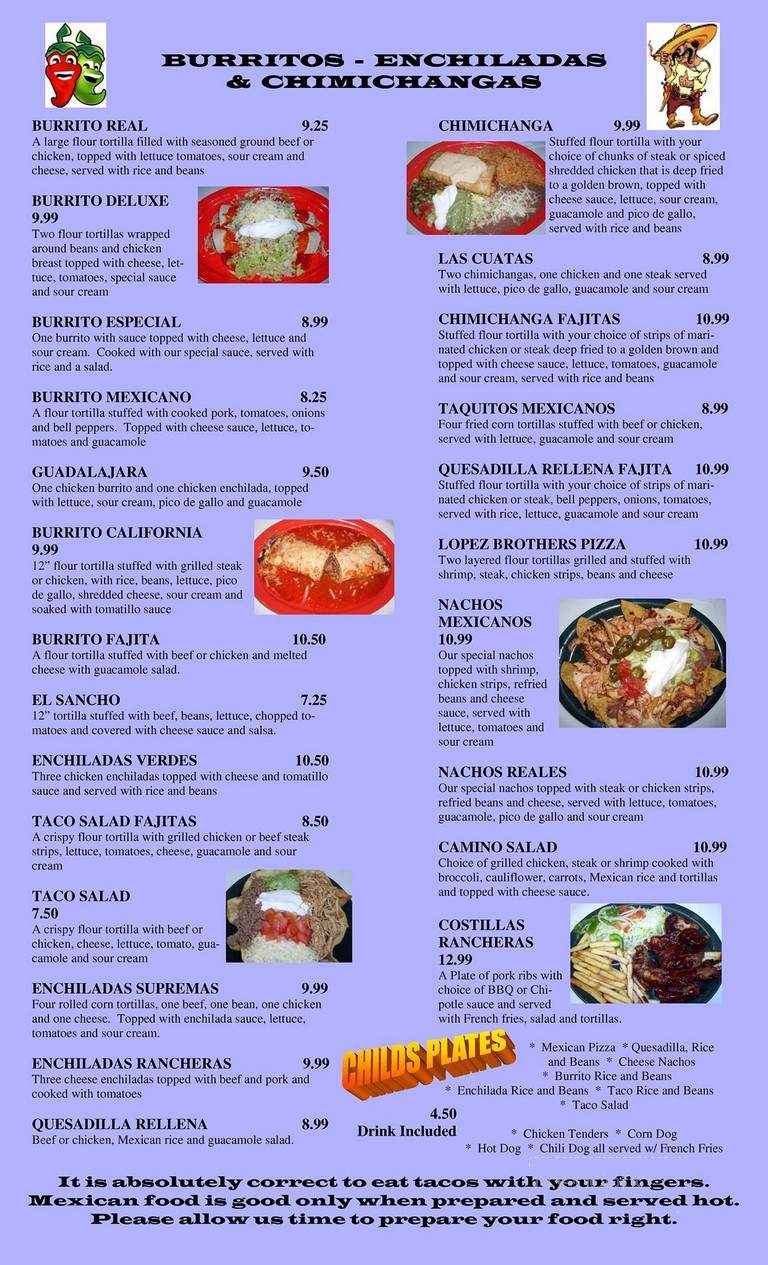 Mi Camino Real Mexican Restaurant - Plymouth, IN menu_pic