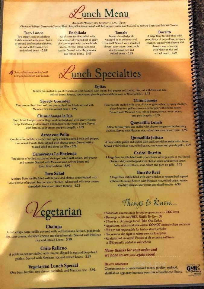 Mi Pueblo Mexican Restaurant - Washington, IN menu_pic