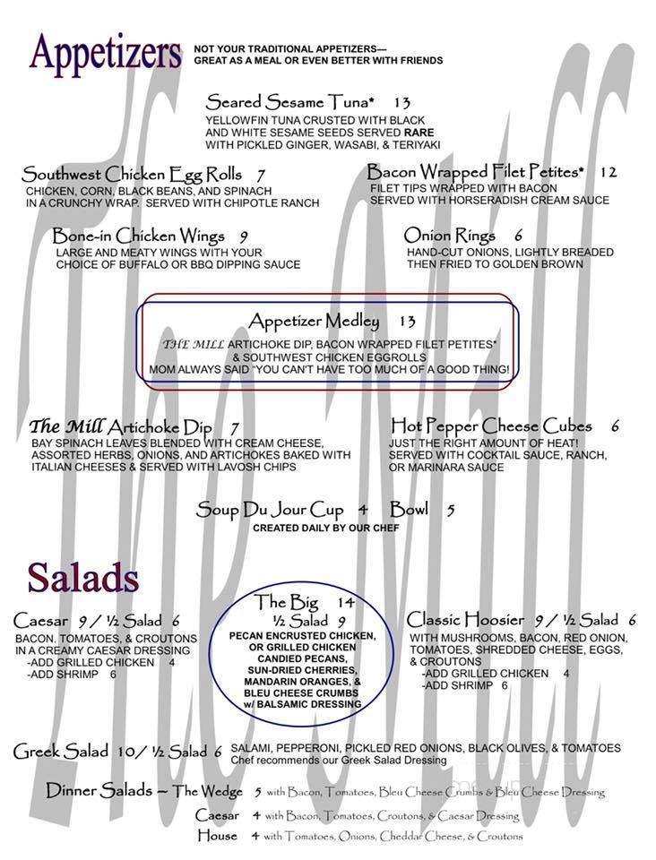 Mill - Marion, IN menu_pic