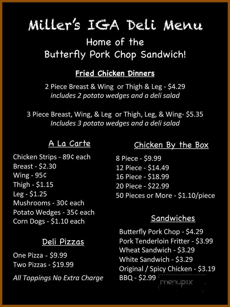 Miller's Iga - Hagerstown, IN menu_pic