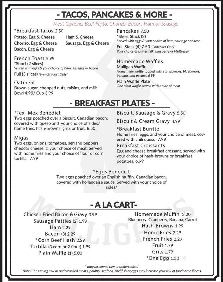 Mulligan's Restaurant - Michigan City, IN menu_pic