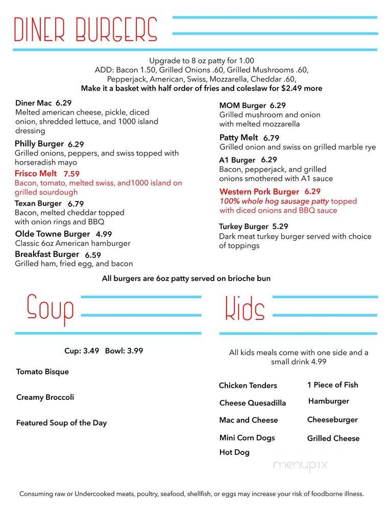 Olde Towne Diner - Leo, IN menu_pic