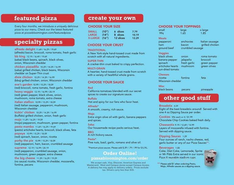 Pizza Express - Bloomington, IN menu_pic