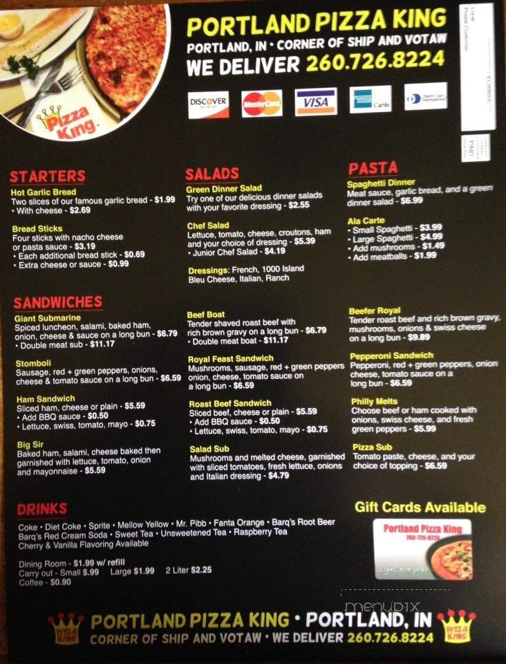 Pizza King Of Portland - Portland, IN menu_pic