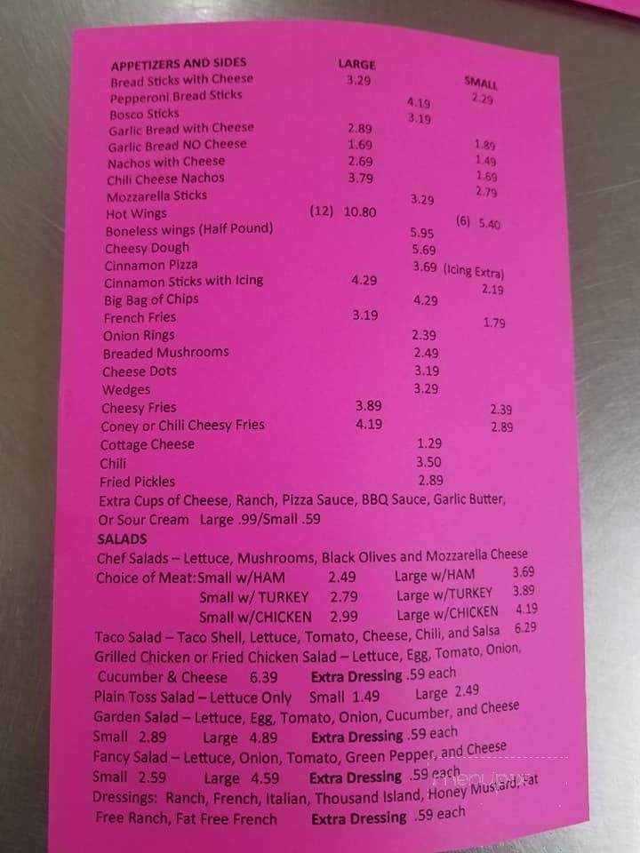 The Pizza Shop & Sister's Ice Cream - Morristown, IN menu_pic