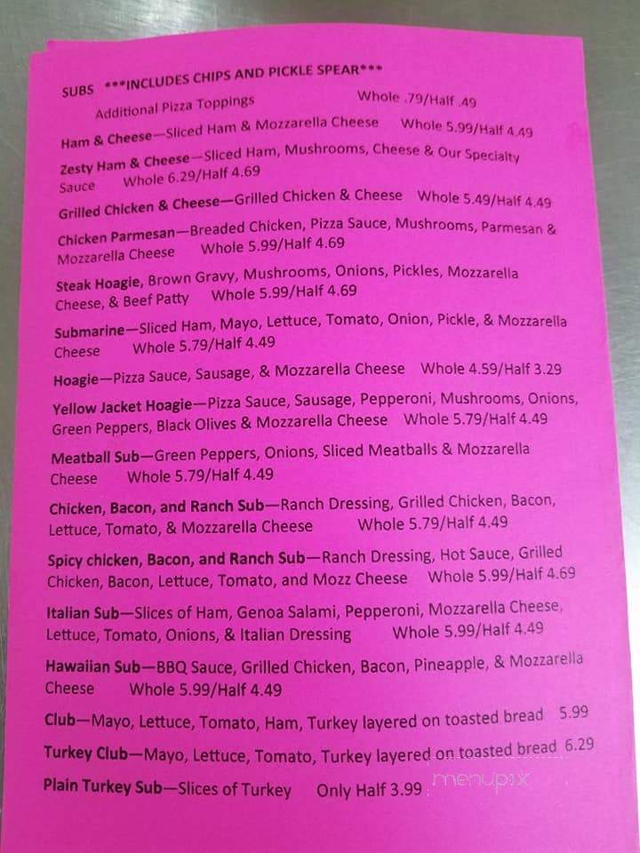 The Pizza Shop & Sister's Ice Cream - Morristown, IN menu_pic