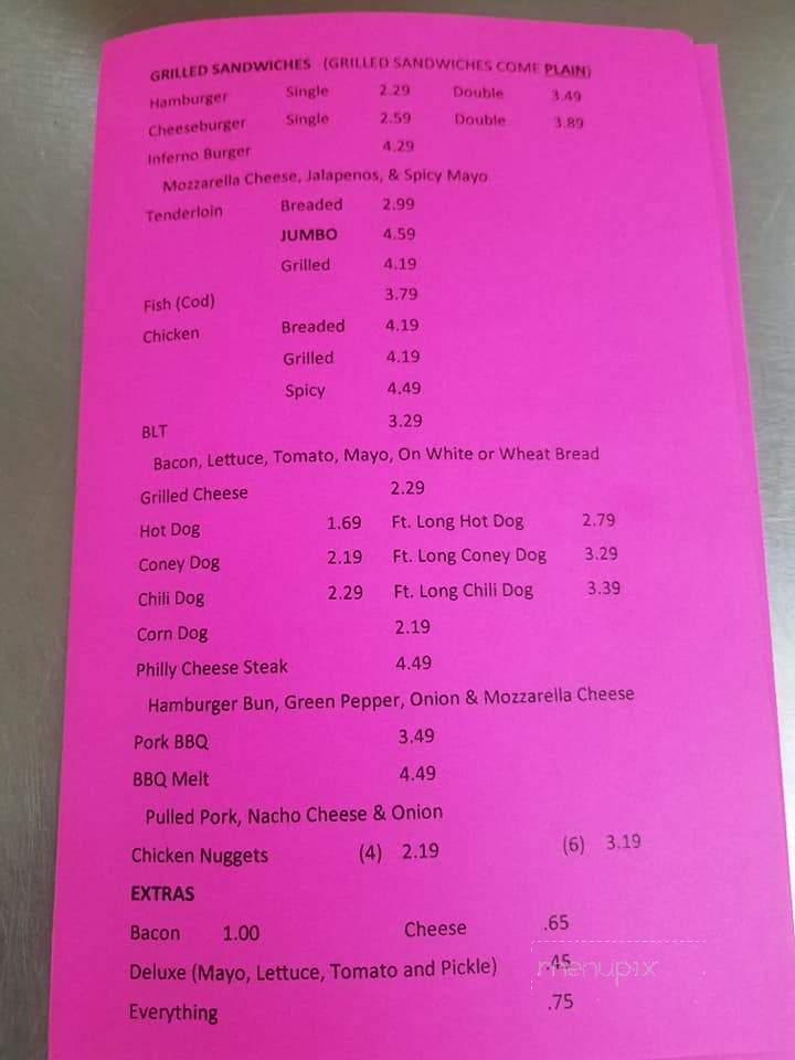 The Pizza Shop & Sister's Ice Cream - Morristown, IN menu_pic