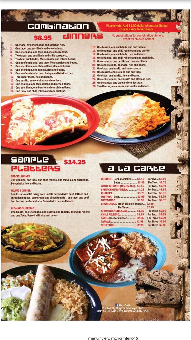 Riviera Maya Mexican - Columbus, IN menu_pic