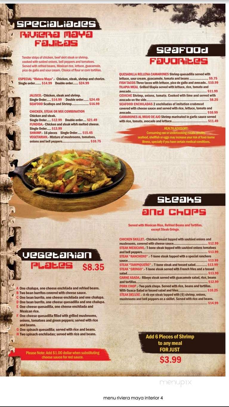 Riviera Maya Mexican - Columbus, IN menu_pic